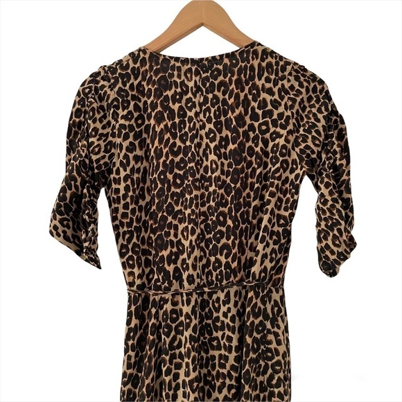 Faithfull The Brand Brown Leopard Print Crepe Wrap Midi Dress sz 2 - Picture 12 of 16